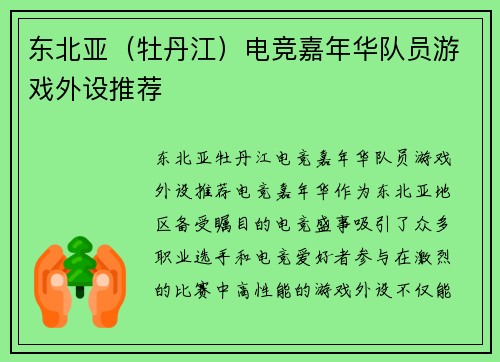 东北亚（牡丹江）电竞嘉年华队员游戏外设推荐